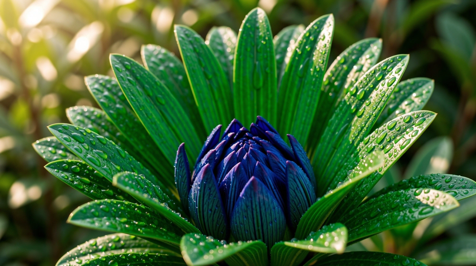Dewy tropical foliage representing vitality